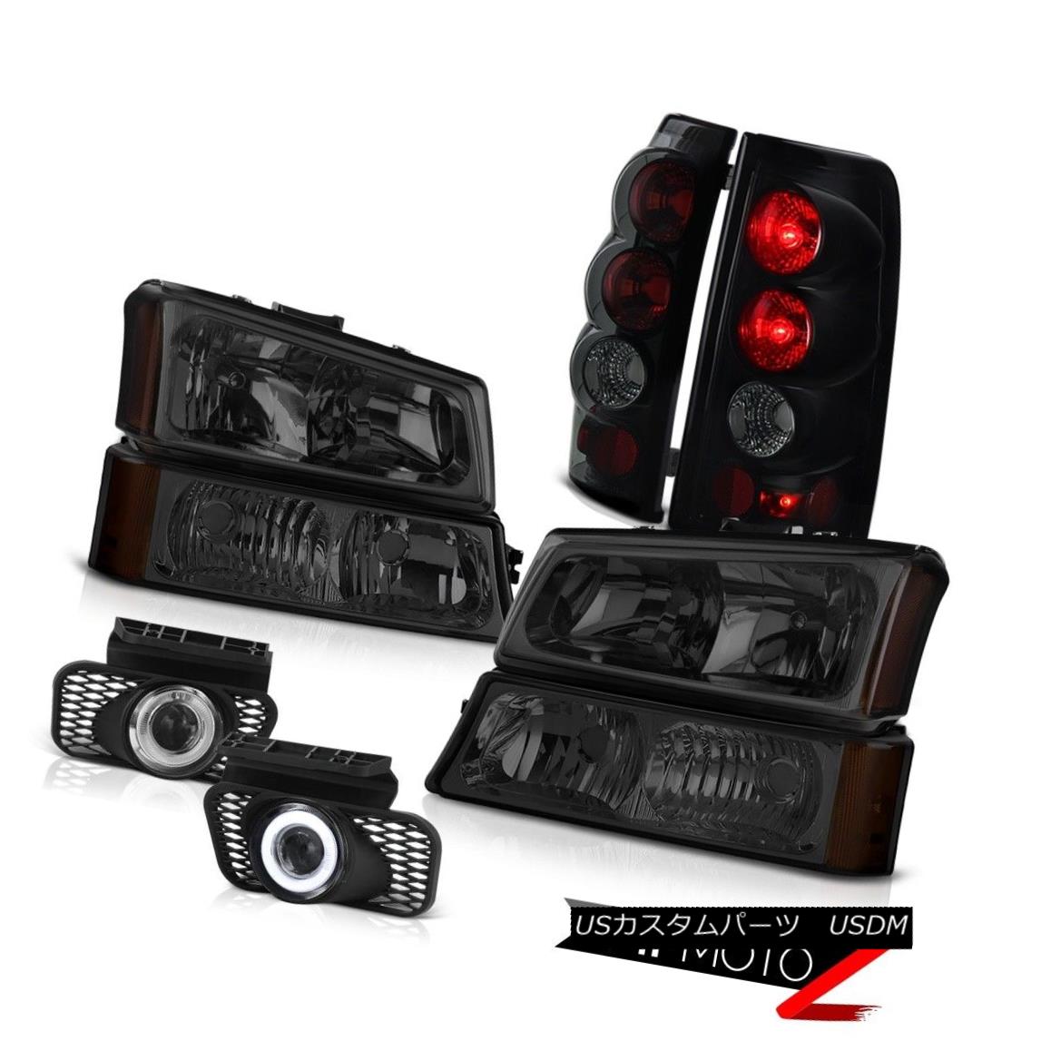 ヘッドライト PAIR Smoke Headlights Smoked LED Signal Reverse Tail Lights DRL 03 04 Silverado PAIRスモークヘッドライトスモークLED信号リバーステールライトDRL 03 04 Silverado 【並行輸入品】