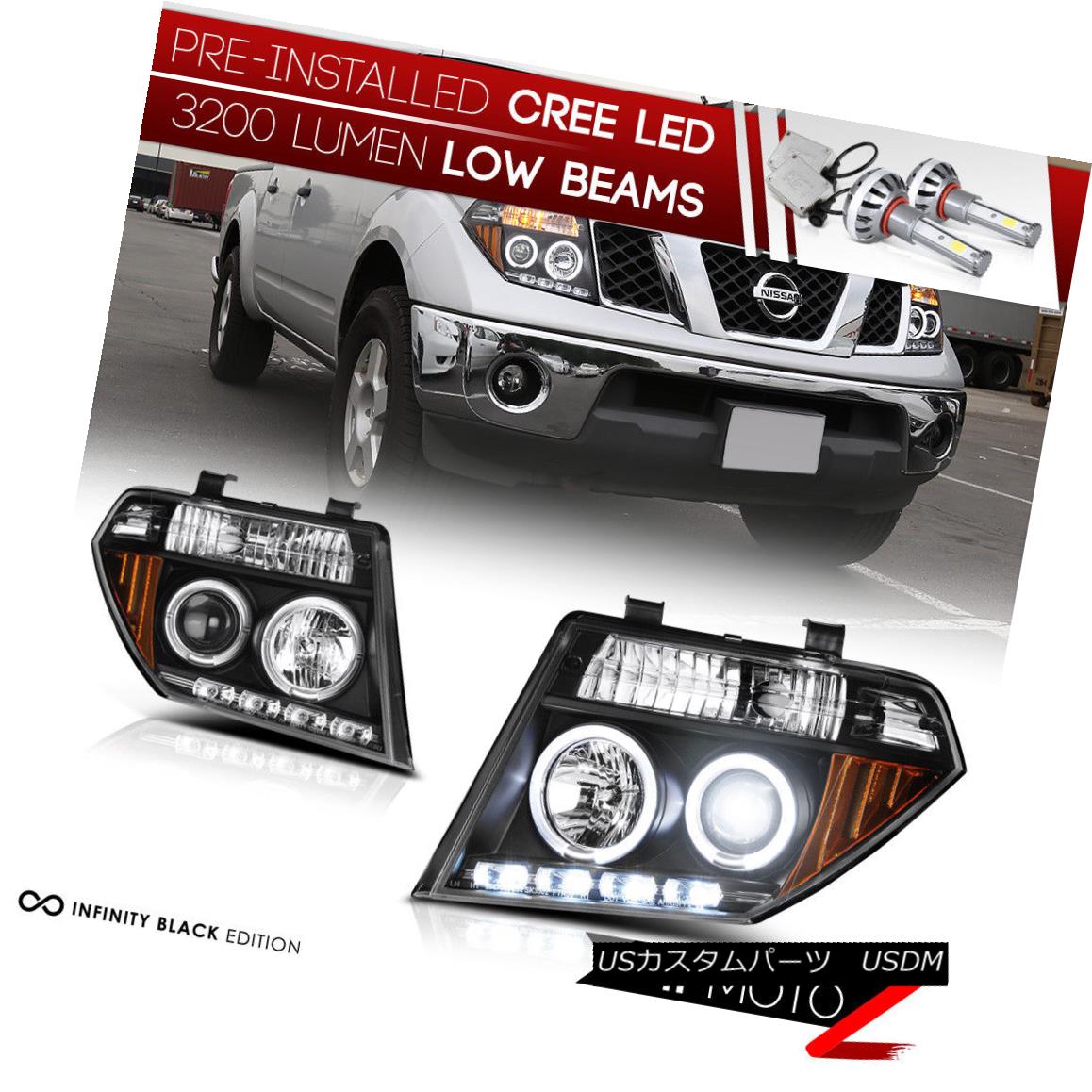 ヘッドライト [CREE LED Bulb] For 05-08 Pathfinder Black LED DRL Dual Halo Projector Headlight [クリーLEDバルブ] 05-08パスファインダーブラックLED DRLデュアルヘイロープロジェクターヘッドライト 【並行輸入品】