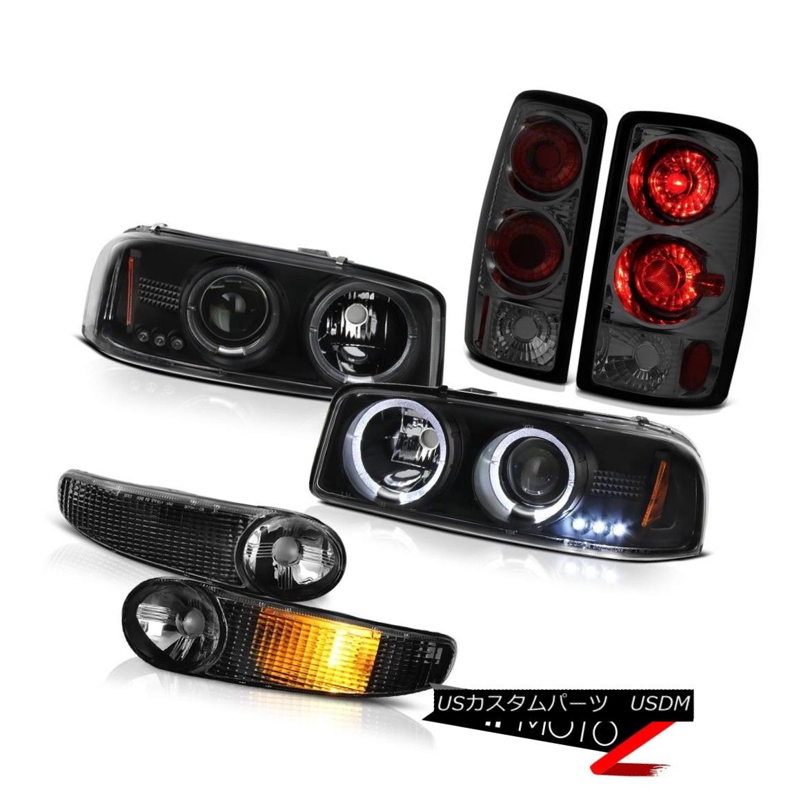 ヘッドライト 00-06 Denali DRL Halo Headlights Satin Black Yukon Signal Smoke Rear Tail Lights 00-06デナリDRLハローヘッドライトサテンブラックユーコンシグナルスモールリアテールライト 【並行輸入品】
