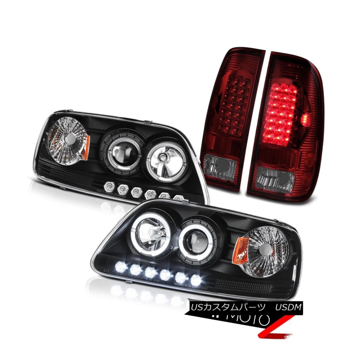ヘッドライト F150 Triton 97-03 Black Angel Eye HALO Projector Headlights SMD LED Brake Lamps F150トリトン97-03ブラックエンジェルアイハロープロジェクターヘッドライトSMD LEDブレーキランプ 【並行輸入品】