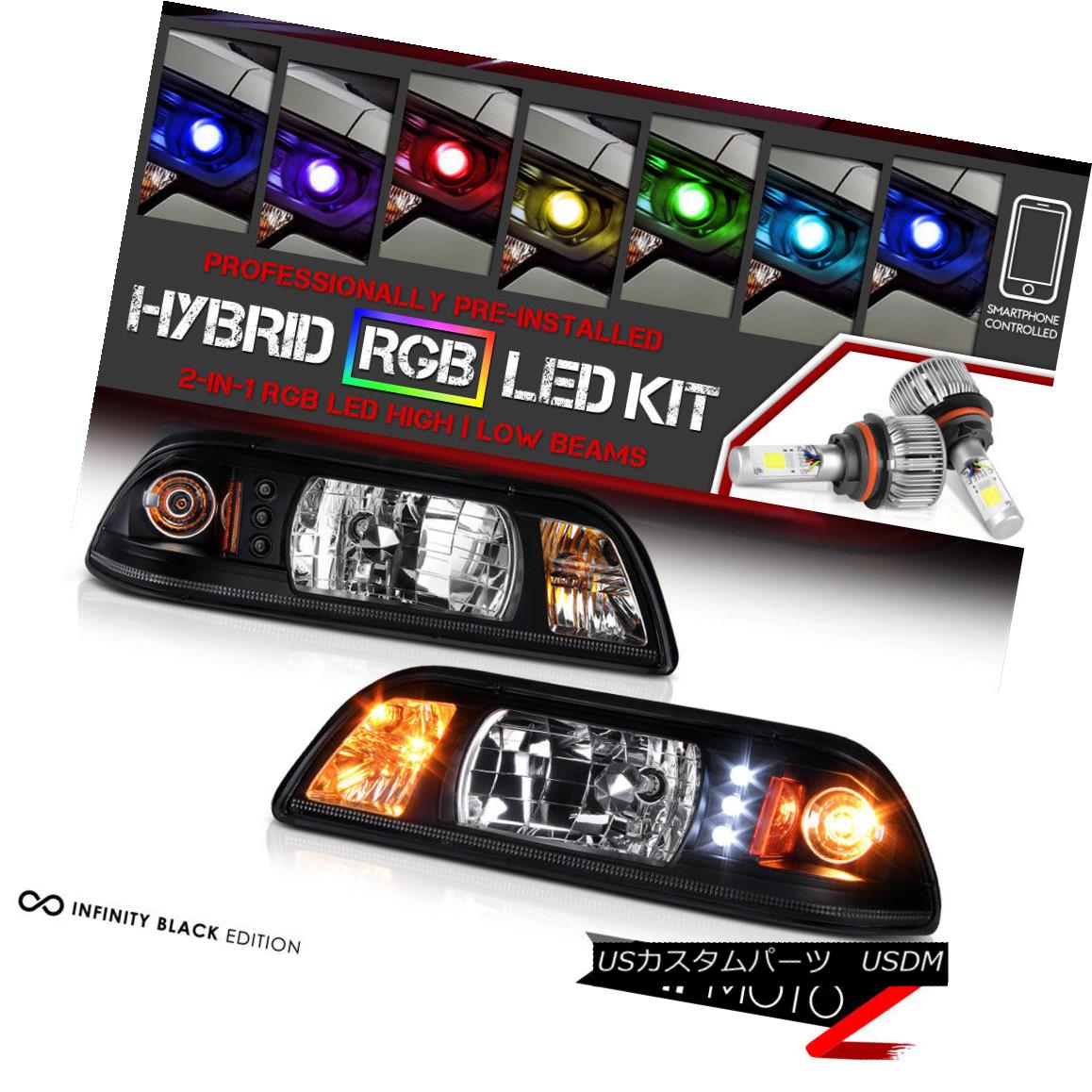 ヘッドライト [Bluetooth RGB LED Bulbs] Black 1PC Headlight Signal Lamp 87-93 Ford Mustang GT [ブルートゥースRGB LED電球]黒1PCヘッドライト信号ランプ87-93フォードマスタングGT 【並行輸入品】