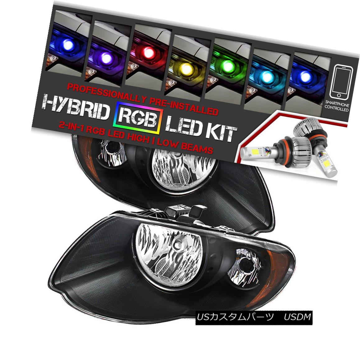 ライト ランプ 公式 ヘッドライト Bluetooth 05 07クライスラータウン カントリーブラック代替ヘッドライト Led電球 Rgb Bluetooth Headlight Replacement Black Town Country Chrysler Bulbs 05 07 Led Rgb Kwakuku Com