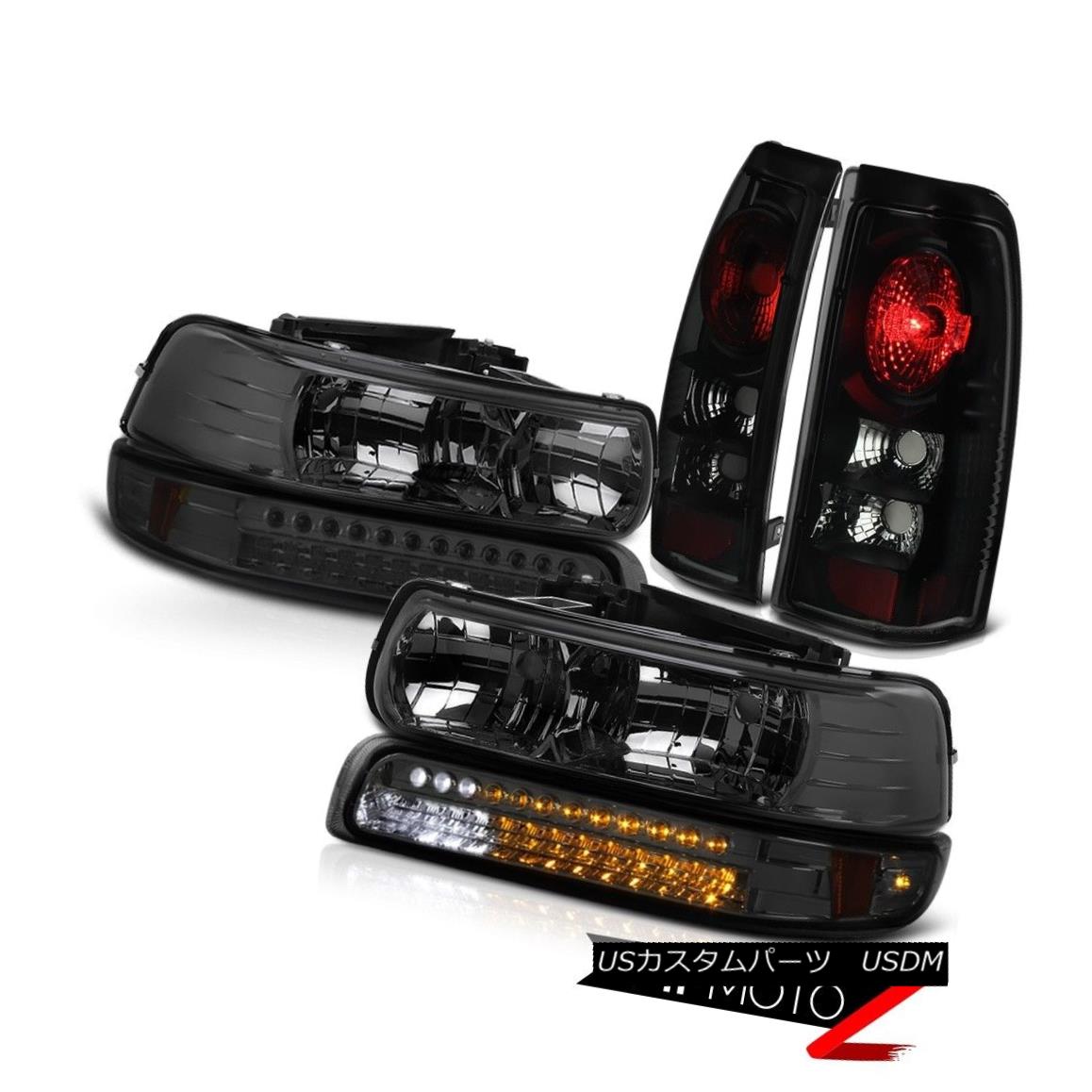 ヘッドライト 99 00 01 02 Silverado 1500 Headlight LED Smoke Bumper Lamps Black Tail Lights 99 00 01 02 Silverado 1500ヘッドライトLEDスモークバンパーランプブラックテールライト 【並行輸入品】