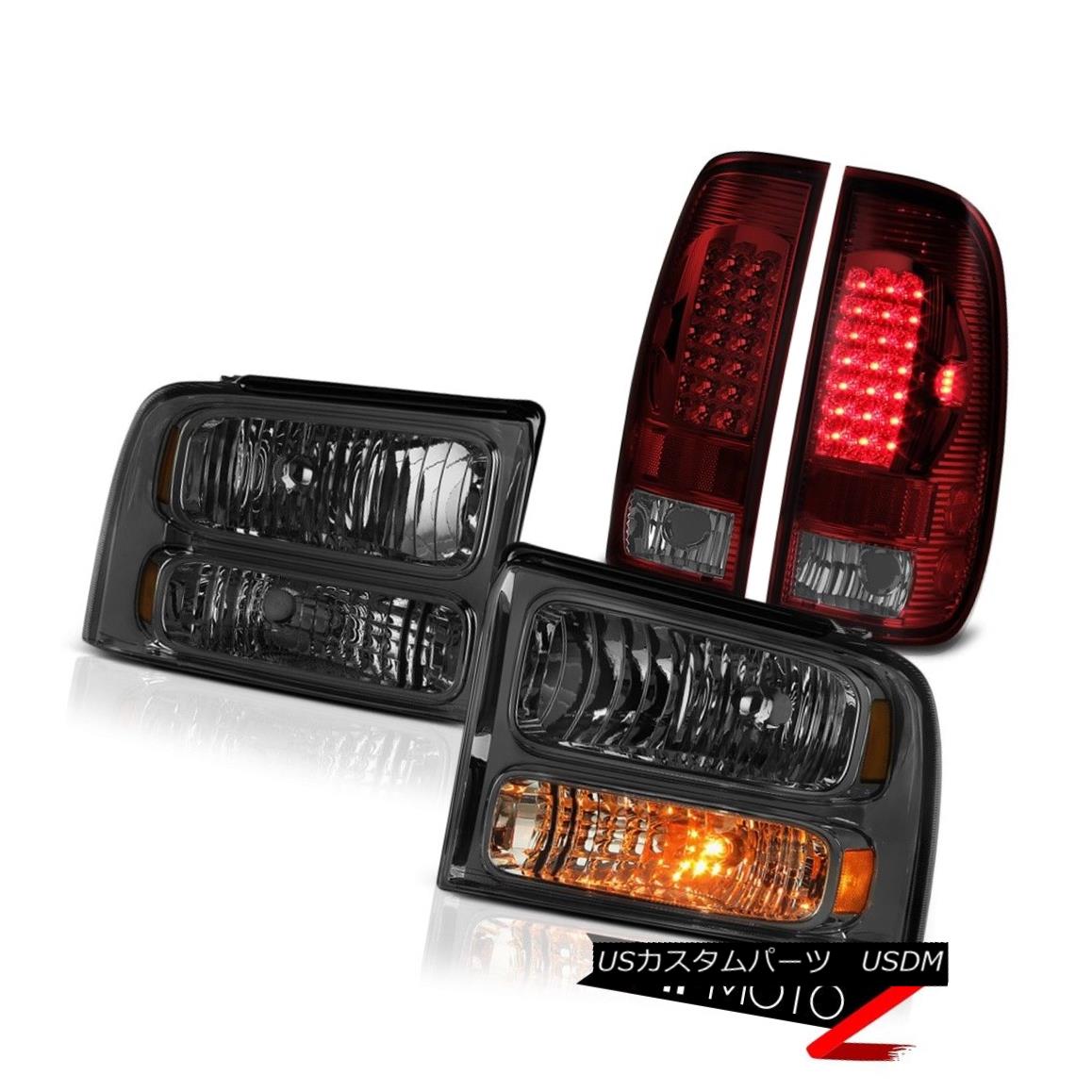 ヘッドライト Dark Tinted Headlamps Smokey RED LED Tail Lights 2005 2006 2007 Ford F350 5.4L ダークティンテッドヘッドランプスモーキーRED LEDテールライト2005 2006 2007フォードF350 5.4L 【並行輸入品】