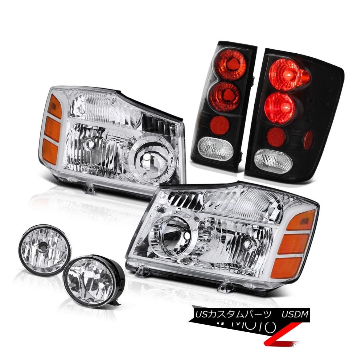 ヘッドライト For 04-15 Titan SE Pair Chrome Headlight Black Tail Light Lamp Clear Bumper Fog 04-15タイタンSEペアクロームヘッドライトブラックテールライトランプクリアバンパーフォグ 【並行輸入品】