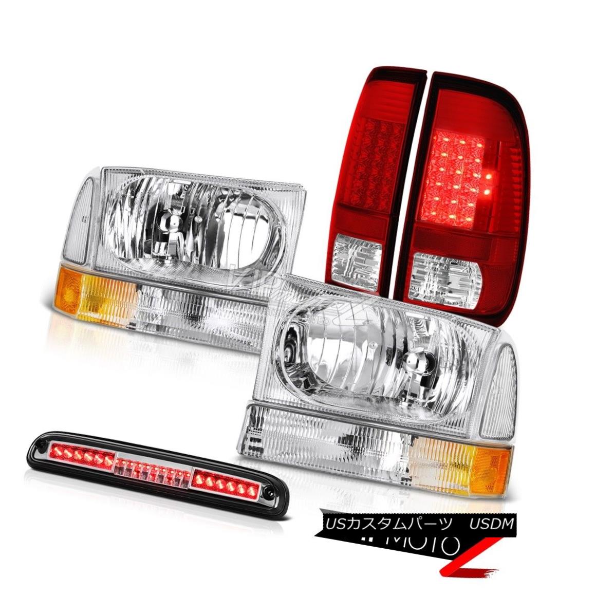 ヘッドライト 1999-2004 Ford F350 XL Left Right Headlamps Red LED Tail Lights Chrome 3rd Brake 1999-2004フォードF350 XL左ライトヘッドライト赤LEDテールライトクローム第3ブレーキ 【並行輸入品】
