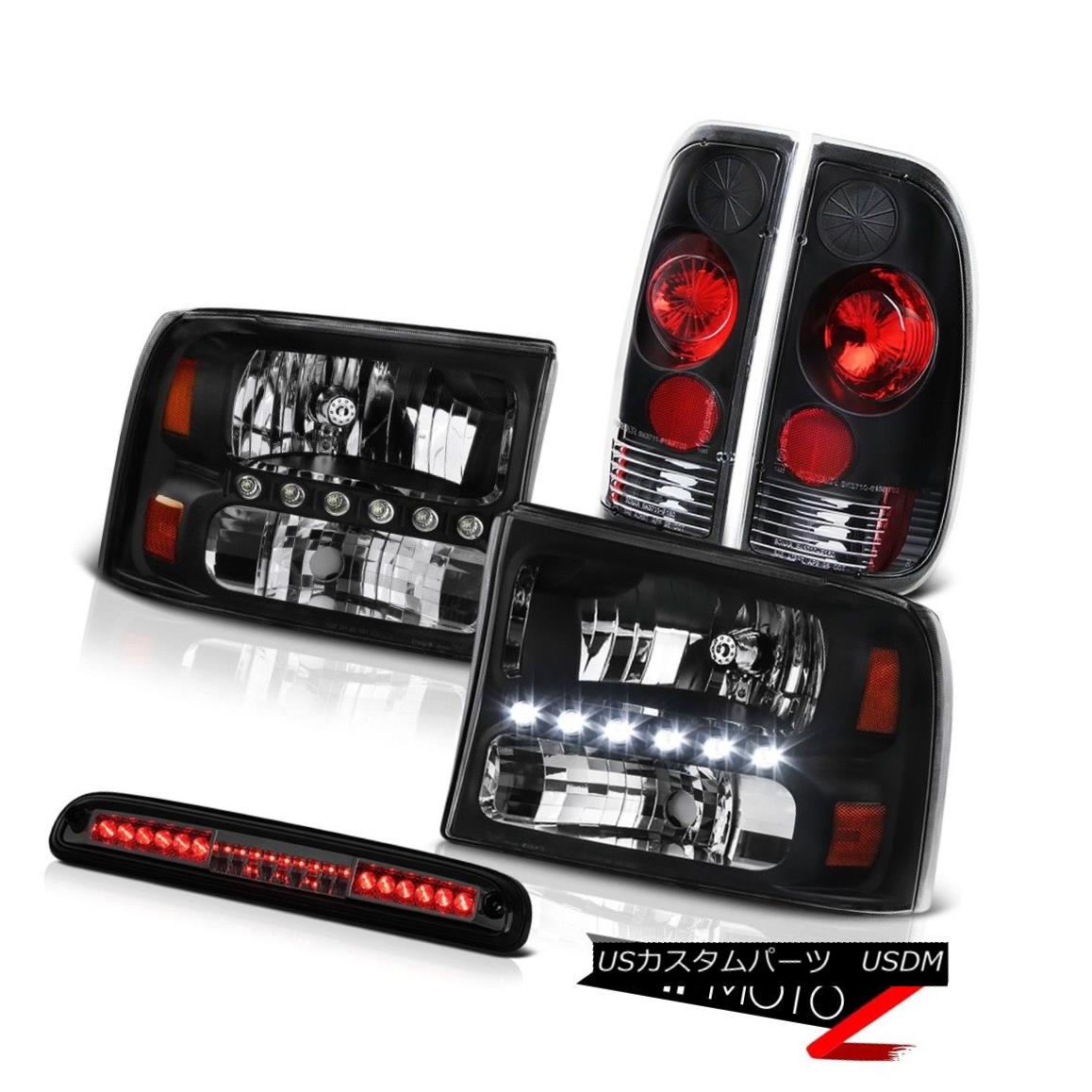 ヘッドライト 99-04 Ford F350 SD Black Headlamps Rear Third Brake Lights Roof Stop LED Tinted 99-04 Ford F350 SDブラックヘッドランプリア第3ブレーキライトルーフストップLED Tinted 【並行輸入品】