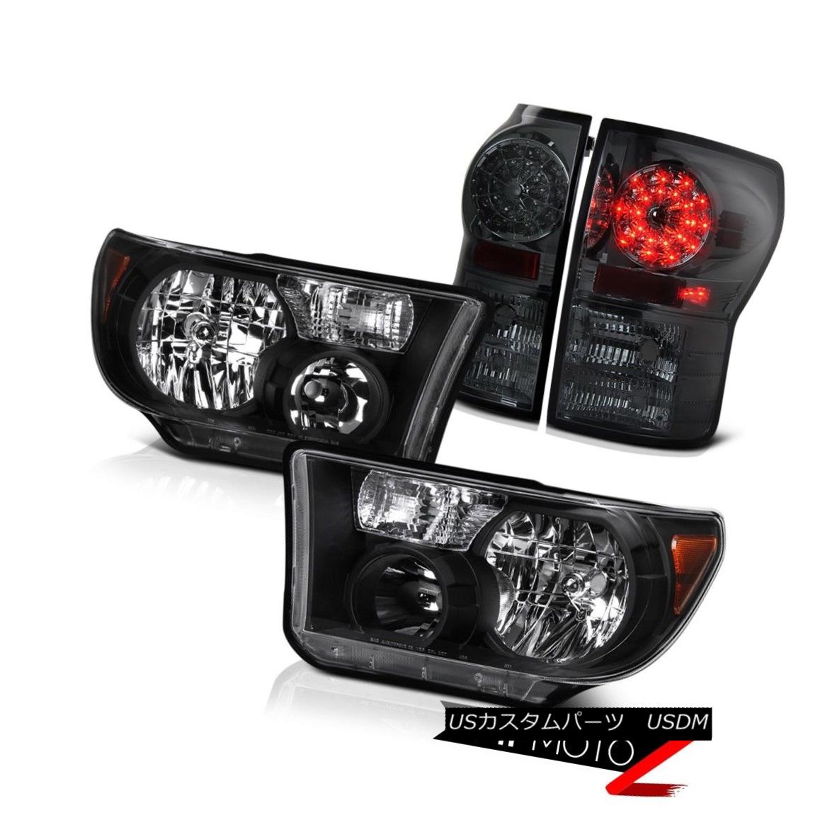ヘッドライト Left+Right Black Diamond Crystal Headlight+Smoke Led Tail Light 2007-2013 Tundra 左+右ブラックダイヤモンドクリスタルヘッドライト+スモーク eテールライトテールライト2007-2013 Tundra 【並行輸入品】