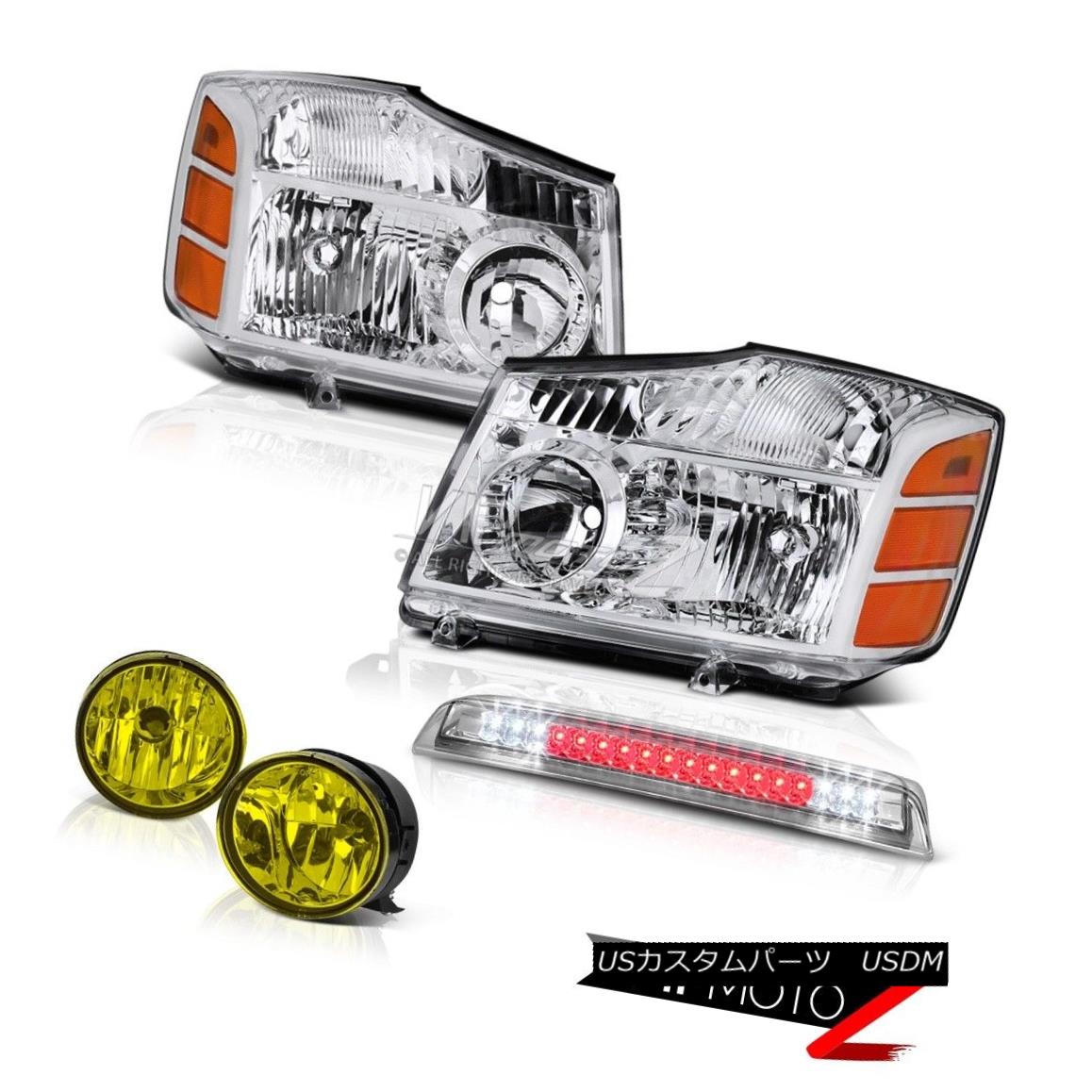 ヘッドライト Crystal Clear Headlamp Bumper Fog Light Chrome 3rd Brake For 2004-2015 Titan 4X4 クリスタルクリアヘッドランプバンパーフォグライトクローム第3ブレーキ2004-2015タイタン4X4用 【並行輸入品】
