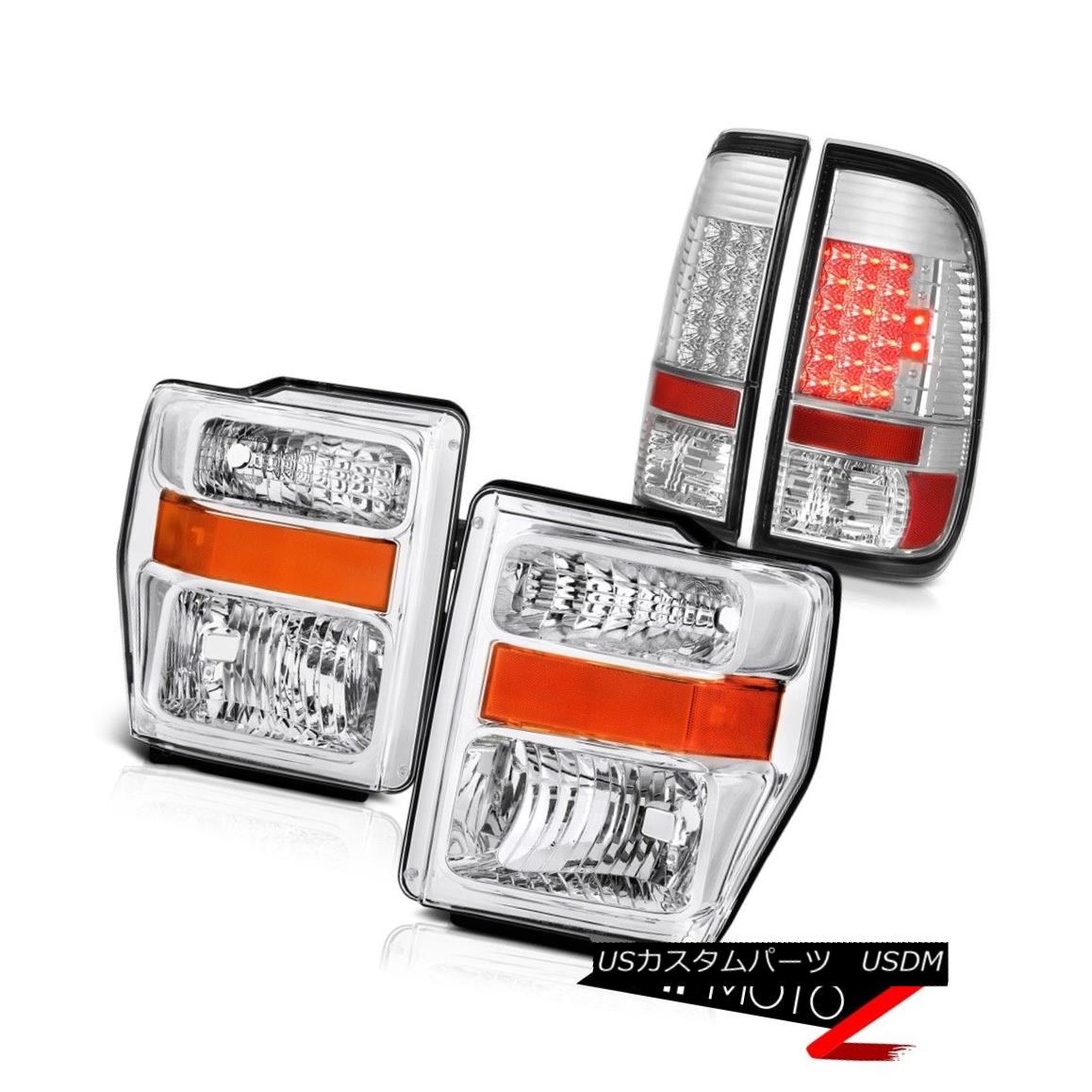 ヘッドライト 2008-2010 F250 F350 Harley Davidson Crystal Clear Headlamps Chrome LED Taillamps 2008-2010 F250 F350ハーレーダビッドソンクリスタルクリアヘッドランプクロームLEDタイルランプ 【並行輸入品】