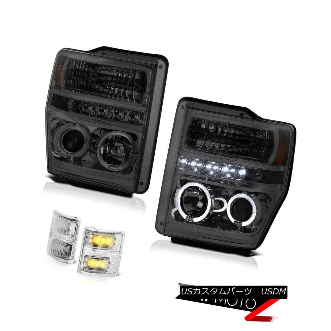 ヘッドライト 2008-2010 Ford F250 F350 Smoke Halo Projector Headlight LED Signal Towing Mirror 2008-2010 Ford F250 F350スモークハロープロジェクターヘッドライトLED信号牽引ミラー 【並行輸入品】
