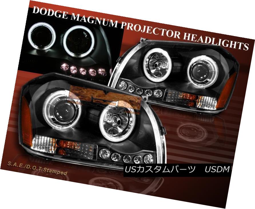 テールライト 05-07 DODGE MAGNUM PROJECTOR HEADLIGHTS BLACK W/ LED CCFL TWIN HALO 05-07ドッジマグナムプロジェクターヘッドライトブラック/ LED CCFLツインハロー 【並行輸入品】