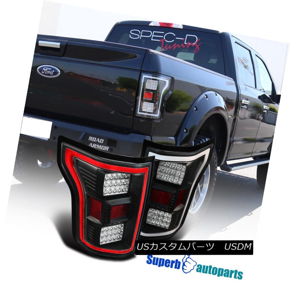 テールライト Black Full LED Tube Bar Rear Brake Tail Lights 15-17 Ford F150 Replacement Pair ブラックフルLEDチューブバーリアブレーキテールライト15-17 Ford F150交換用ペア 【並行輸入品】