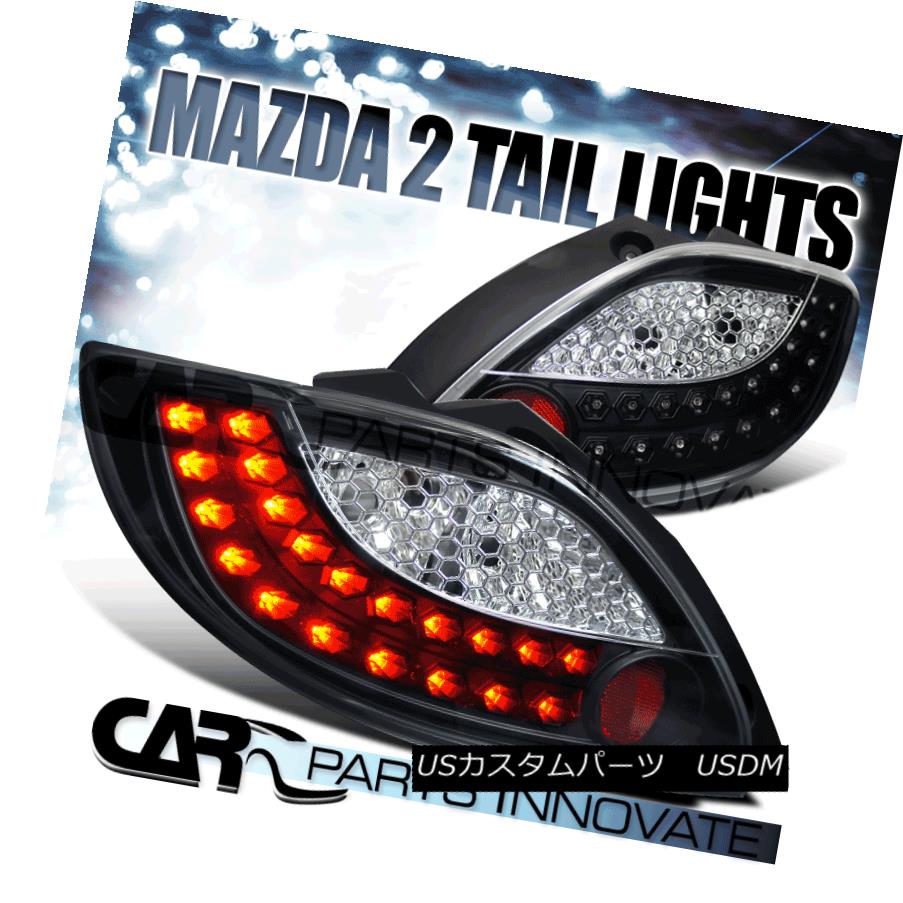 テールライト 2011-2012 Mazda 2 Demio Replacement Black Clear LED Tail Lights Rear Brake Lamps 2011-2012マツダ2デミオ交換黒クリアLEDテールライトリアブレーキランプ 【並行輸入品】