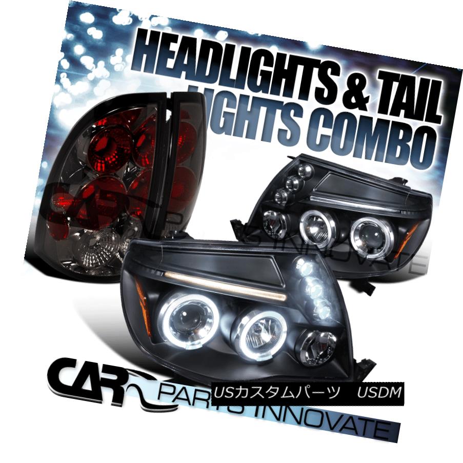 テールライト 05-08 Toyota Tacoma Black Halo LED Projector Headlights+Smoke Tail Lamp 05-08トヨタタコマブラックハローLEDプロジェクターヘッドライト+スモーキー keテールランプ 【並行輸入品】