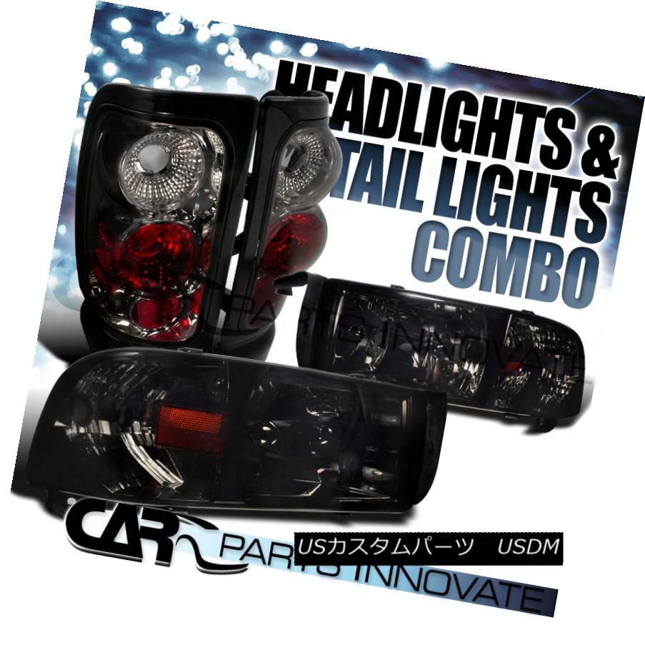テールライト Dodge 94-01 Ram 1500 2500 3500 Pickup Smoke Headlights+Tail Brake Lamp ダッジ94-01ラム1500 2500 3500ピックアップスモークヘッドライト+タイ lブレーキランプ 【並行輸入品】