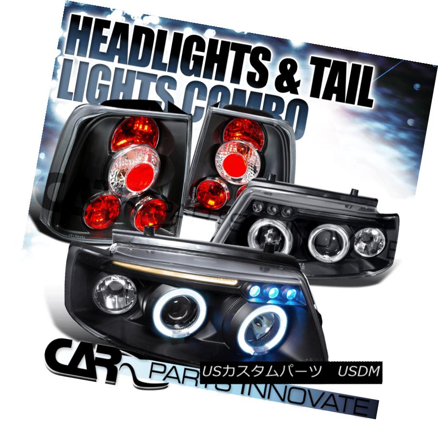 テールライト Fit 98-00 VW Passat 4Dr Black Halo LED Projector Headlights+Tail Brake Lamps フィット98-00 VWパサート4DrブラックハローLEDプロジェクターヘッドライト+タイ lブレーキランプ 【並行輸入品】
