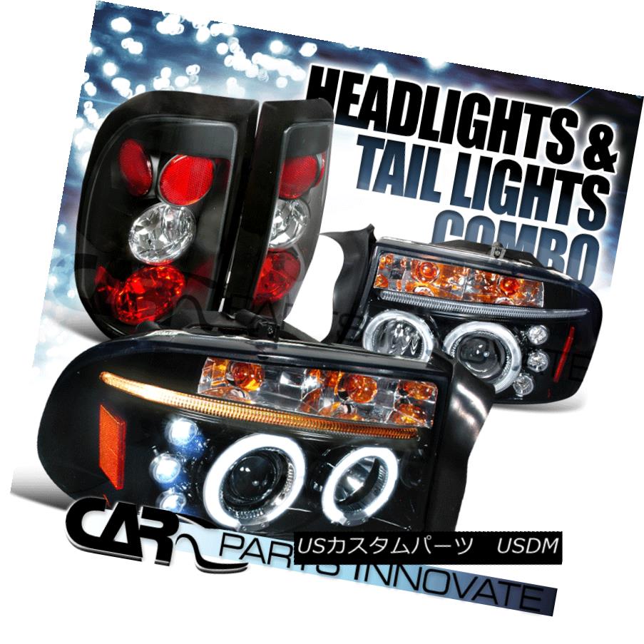 テールライト Glossy Black 97-04 Dodge Dakota Halo LED Projector Headlights+Black Tail Lamp Glossy Black 97-04 Dodge Dakota Halo LEDプロジェクターヘッドライト+ Bla ckテールランプ 【並行輸入品】