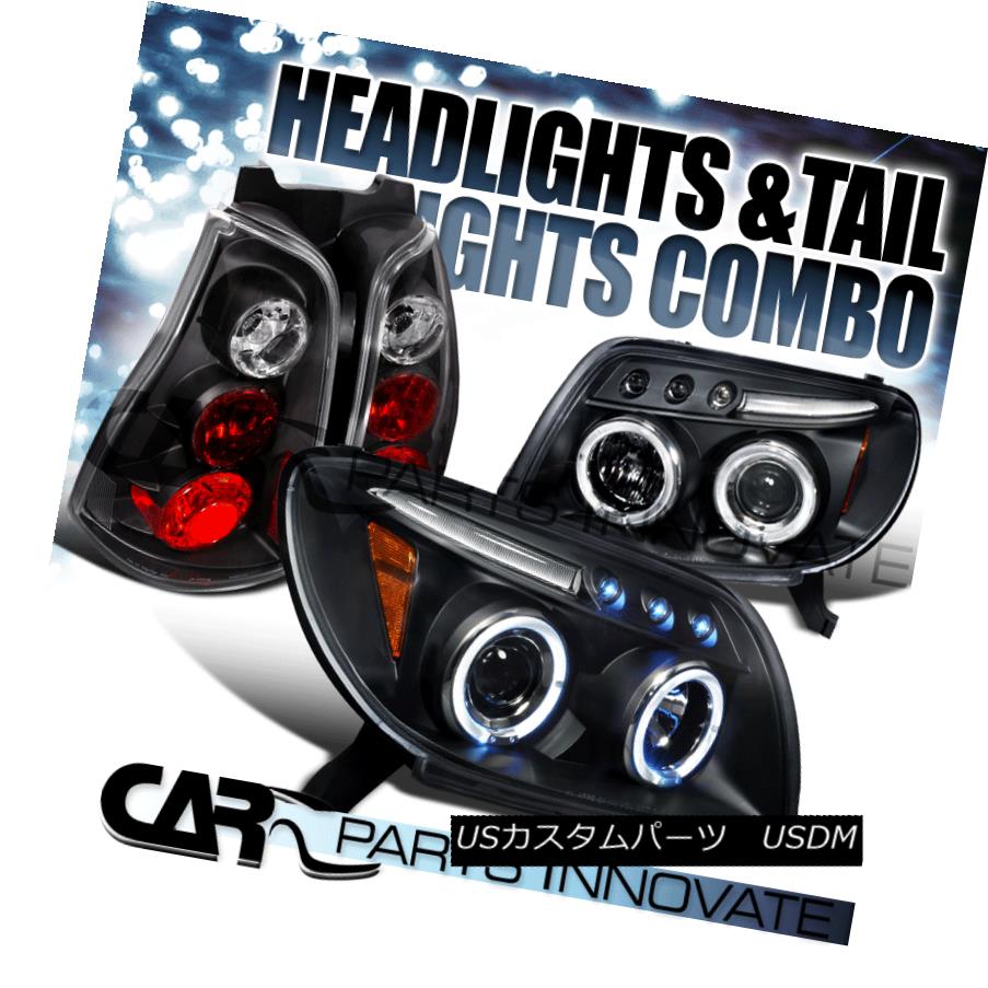 テールライト Black 03-05 4Runner Replacement Dual Halo Projector LED Headlights+ Tail Lamps ブラック03-05 4Runner交換デュアルハロープロジェクターLEDヘッドライト+テールランプ 【並行輸入品】