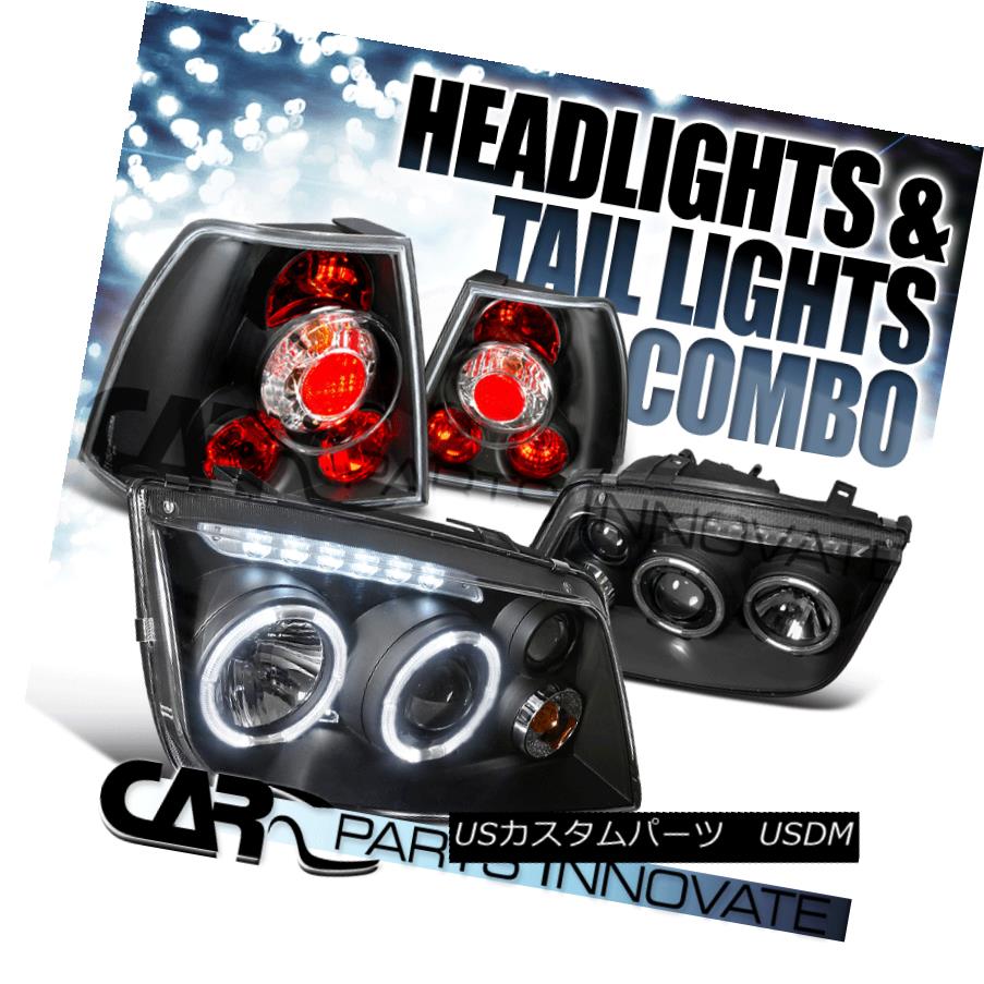 テールライト For 99-05 Jetta Bora Mk4 Euro Black LED DRL Halo Projector Headlights+Tail Lamp 99-05用Jetta Bora Mk4ユーロブラックLED DRLハロープロジェクターヘッドライト+タイ lランプ 【並行輸入品】