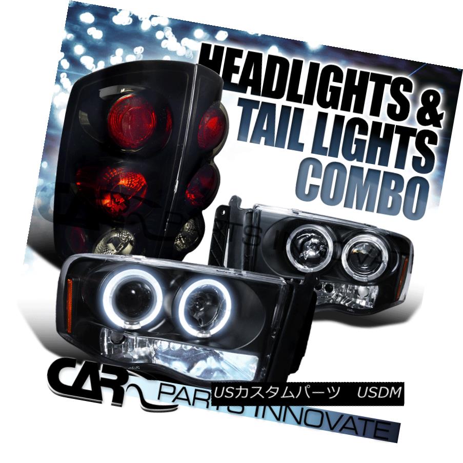 テールライト 03-05 Ram 1500 2500 3500 Halo Projector LED Headlights+Glossy Black Tail Lamps 03-05 Ram 1500 2500 3500 HaloプロジェクターLEDヘッドライト+グロー ssyブラックテールランプ 【並行輸入品】