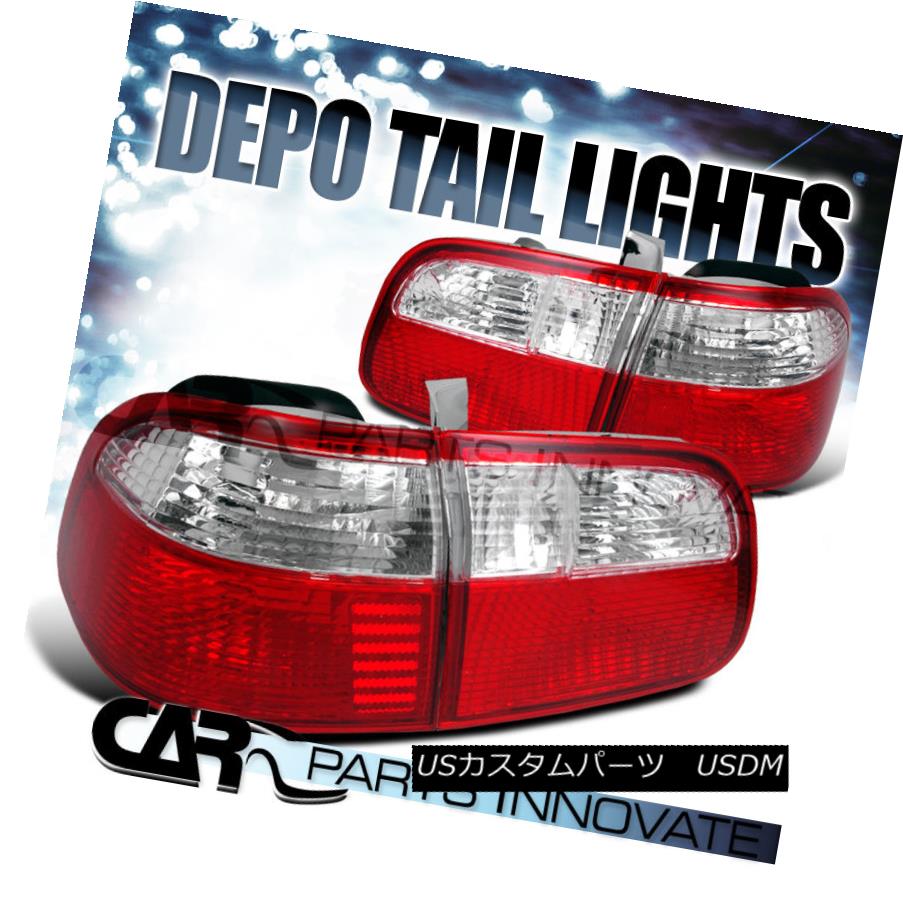 テールライト Fit Honda 99-00 Civic 4Dr Sedan Red Clear Tail Lights Rear Lamp DEPO フィットホンダ99-00シビック4DrセダンレッドクリアテールライトリアランプDEPO 【並行輸入品】
