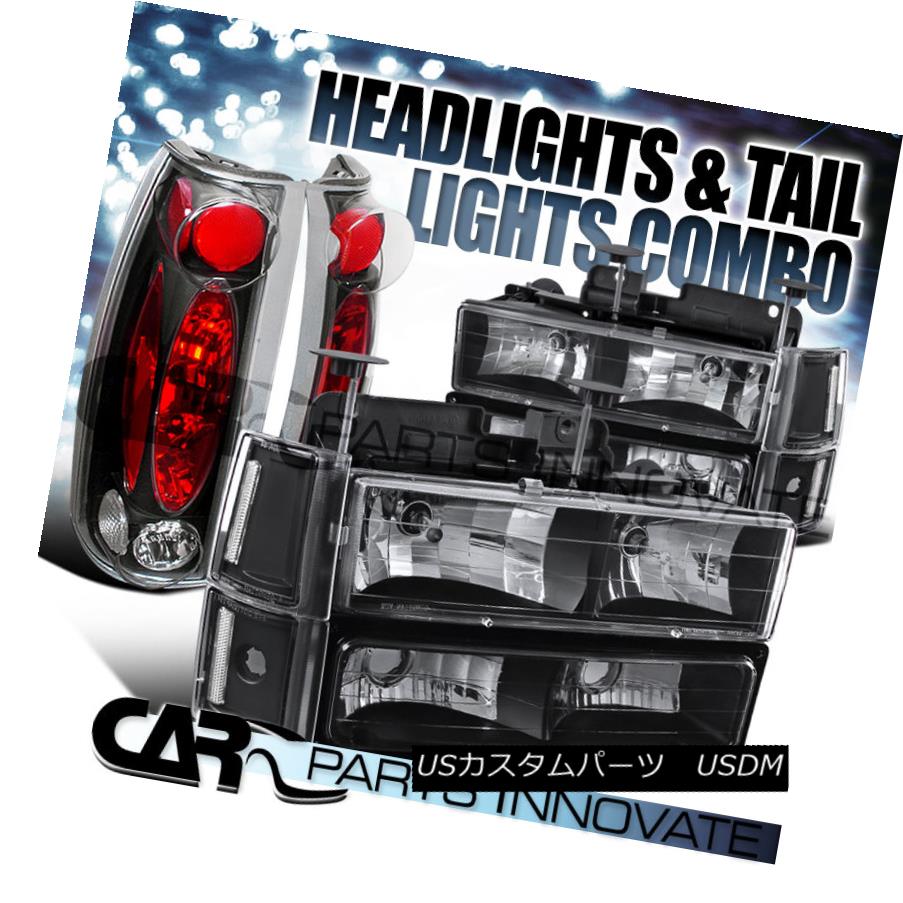 テールライト 94-98 GMC Sierra Black Clear Headlights+Bumper Corner Lamps+Rear Tail Lamps 94-98 GMC Sierra Blackクリアヘッドライト+ Bum /コーナーランプ+リアテールランプ 【並行輸入品】