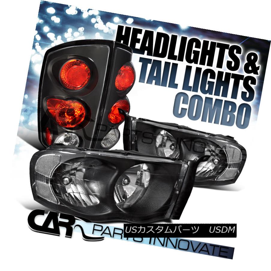 テールライト 02-05 Ram 1500/2500/3500 Black Crystal Headlights+Tail Brake Lamps 02-05ラム1500/2500/3500ブラッククリスタルヘッドライト+タイ lブレーキランプ 【並行輸入品】