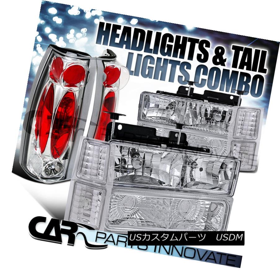 テールライト 94-98 Chevy C10 C/K 1500 2500 Clear Headlights+Bumper Corner+Chrome Tail Lamp 94-98 Chevy C10 C / K 1500 2500クリアヘッドライト+ブール /コーナー+クロームテールランプ 【並行輸入品】