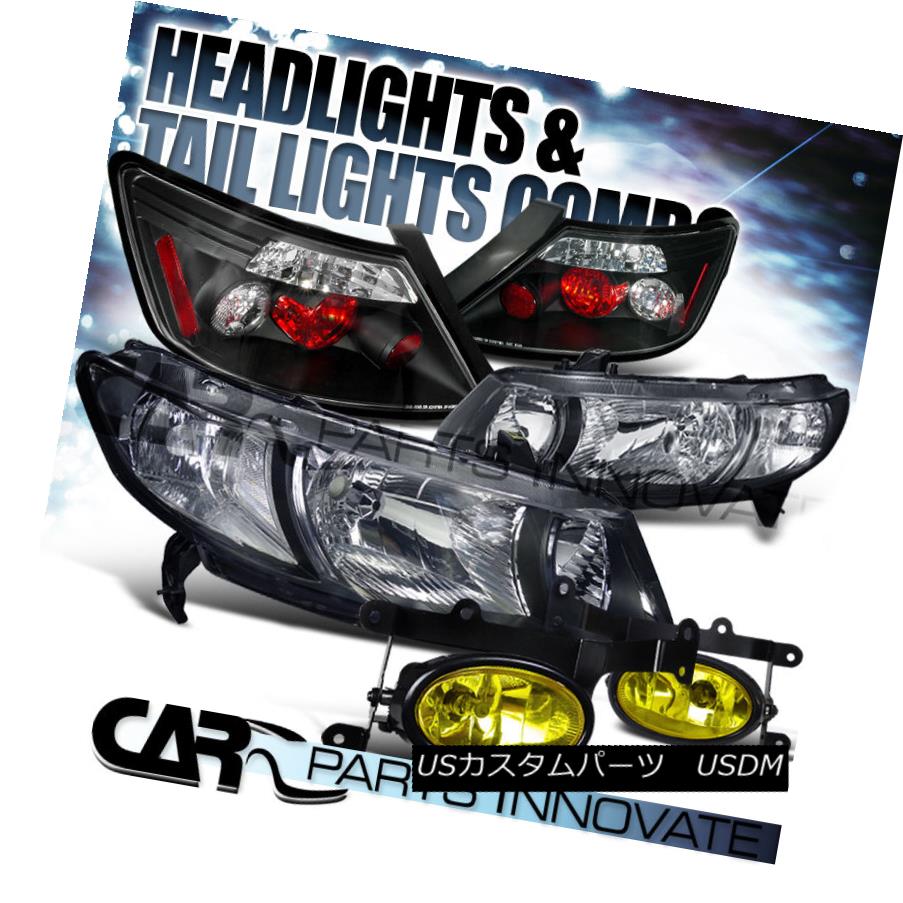 テールライト For 06-08 Civic 2Dr Coupe Black Headlights+Altezza Tail Lights+Yellow Fog Lamps 06-08シビック2Drクーペブラックヘッドライト+ Alt ezzaテールライト+イエローフォグランプ 【並行輸入品】