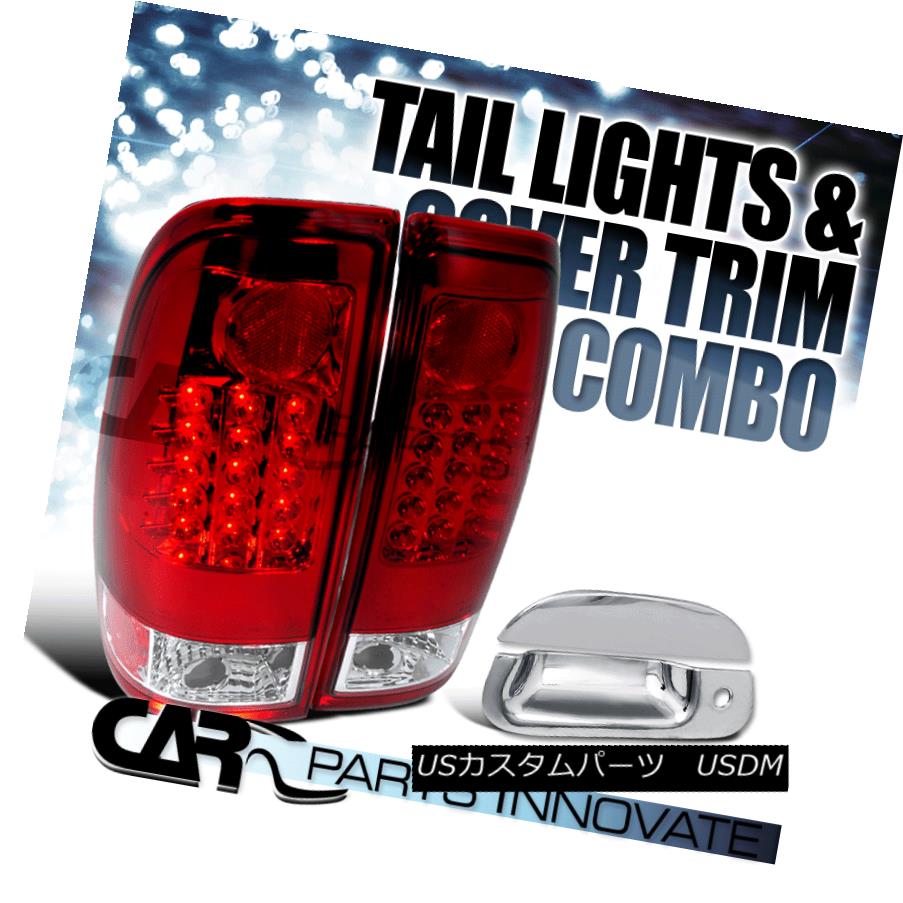 テールライト 97-03 F150 99-07 F250 Super Duty Red LED Tail Lights+Tailgate Door Handle Cover 97-03 F150 99-07 F250スーパーデューティレッドLEDテールライト+テールゲート eドアハンドルカバー 【並行輸入品】
