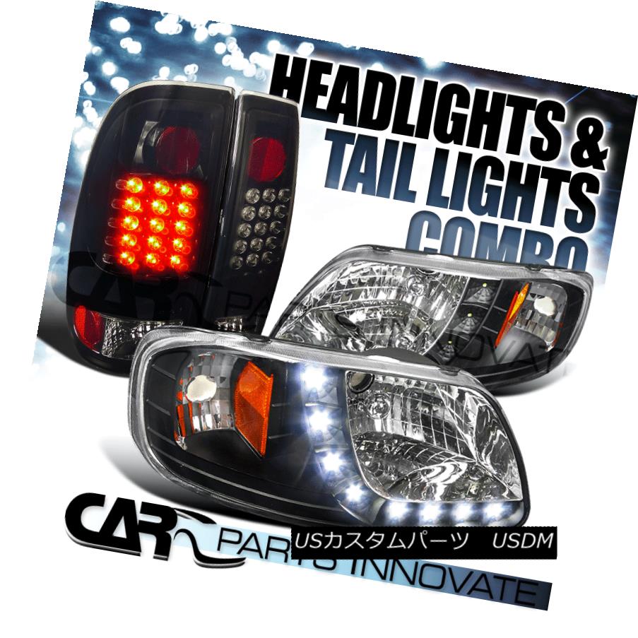 テールライト Ford 97-03 F150 Black SMD DRL Headlights+Glossy Black Tint LED Tail Lights フォード97-03 F150ブラックSMD DRLヘッドライト+グロー ssyブラックティントLEDテールライト 【並行輸入品】