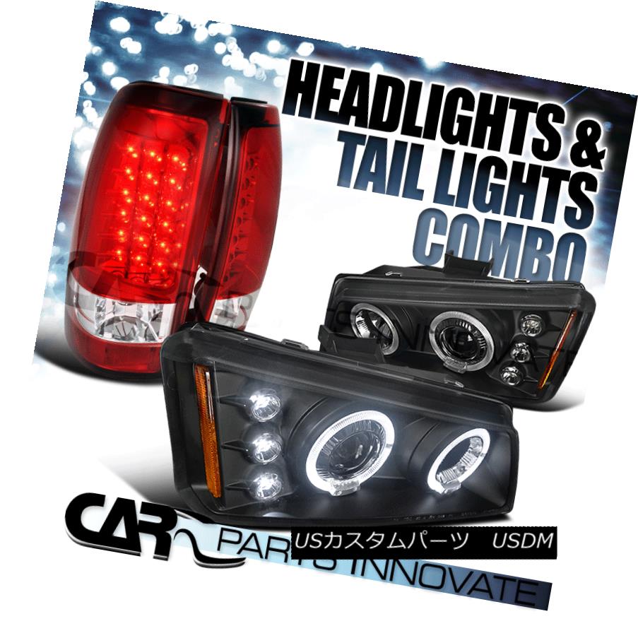 テールライト 03-06 Silverado 1500 2500 Halo Projector Headlight Black+LED Tail Brake Lamp Red 03-06 Silverado 1500 2500ハロープロジェクターヘッドライトブラック+ LEDテールブレーキランプレッド 【並行輸入品】