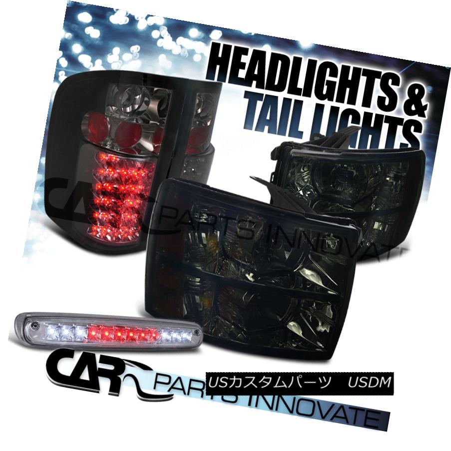 テールライト 07-12 Chevy Silverado Headlights Smoke+Tinted LED 3rd Brake+Tail Lamps 07-12 Chevy Silveradoヘッドライトスモーク+ティンテッドLED第3ブレーキ+テールランプ 【並行輸入品】