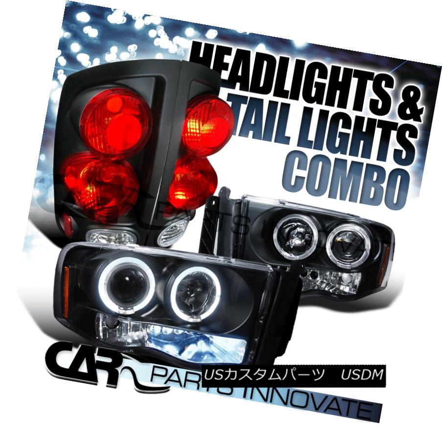 テールライト 02-05 Ram 1500 Black Dual Halo LED Projector Headlights+3D Tail Brake Lamps 02-05 Ram 1500ブラックデュアルハローLEDプロジェクターヘッドライト+ 3Dテールブレーキランプ 【並行輸入品】