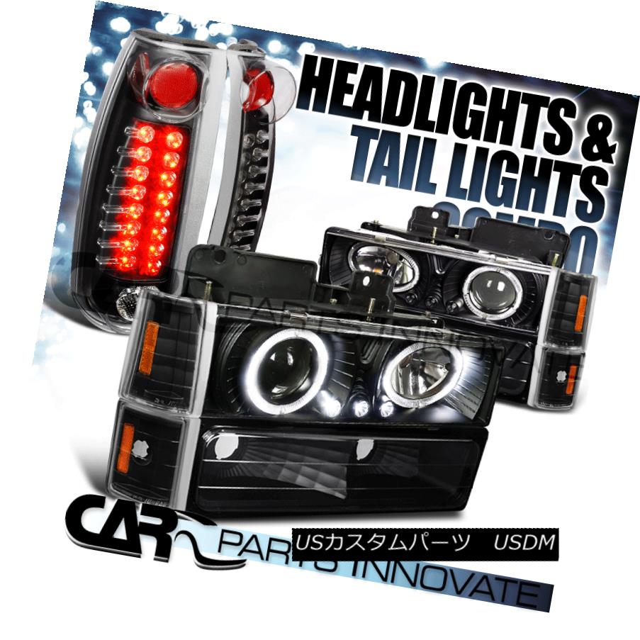 テールライト 94-98 GMC C10 C/K Sierra Yukon Black Halo Projector Headlights+LED Tail Lamps 94-98 GMC C10 C / K Sierra Yukonブラックハロープロジェクターヘッドライト+ LEDテールランプ 【並行輸入品】