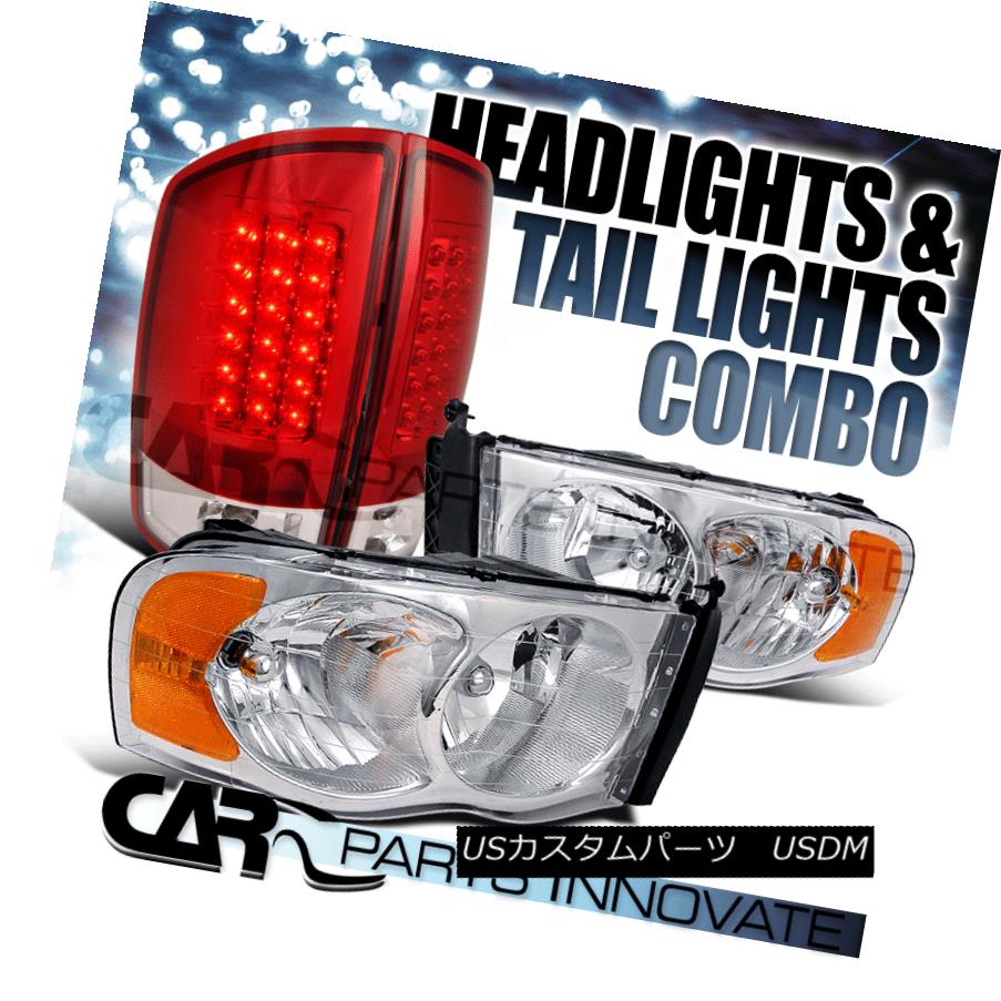 テールライト 02-05 Ram 1500/2500/3500 Euro Clear Headlights+Red LED Tail Brake Lamps 02-05ラム1500/2500/3500ユーロクリアヘッドライト+レッドLEDテールブレーキランプ 【並行輸入品】