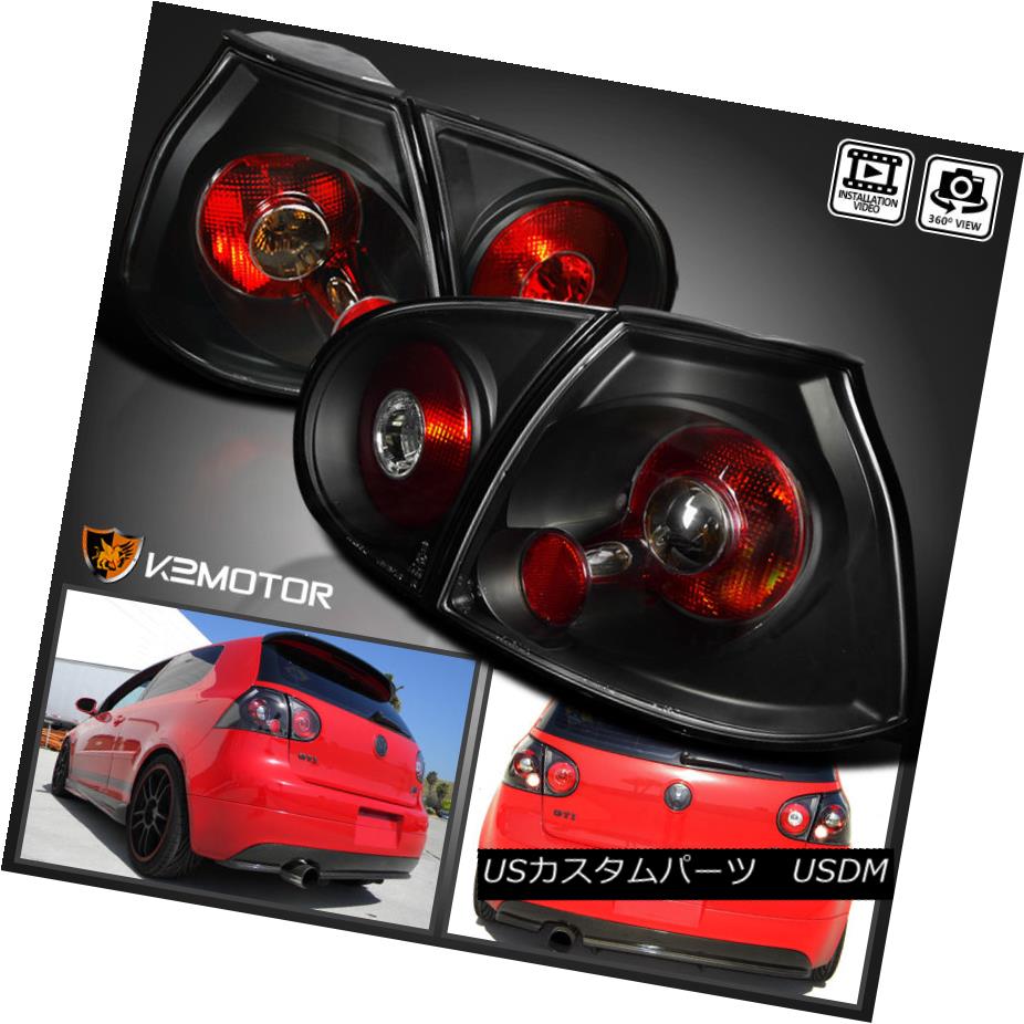 テールライト Fits 2006-2009 VW Golf/GTI/R32 MK5 Black Tail Lights Rear Brake Lamps Left+Right フィット2006年 - 2009年VWゴルフ/ GTI / R32 MK5ブラックテールライトリアブレーキランプ左+右 【並行輸入品】