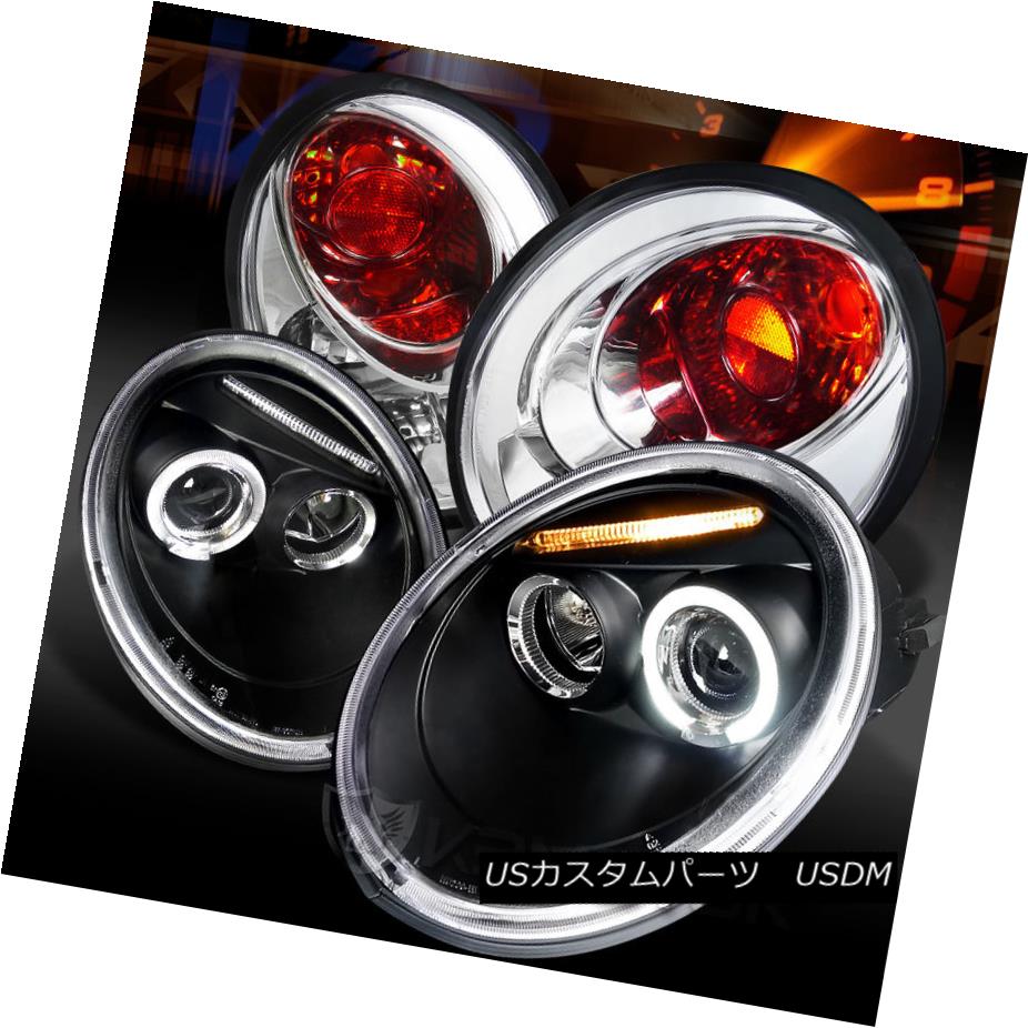 テールライト Fit 98-05 Beetle Black Halo LED Projector Headlights+Clear Tail Lamps フィット98-05ビートルブラックハローLEDプロジェクターヘッドライト+ Cle arテールランプ 【並行輸入品】