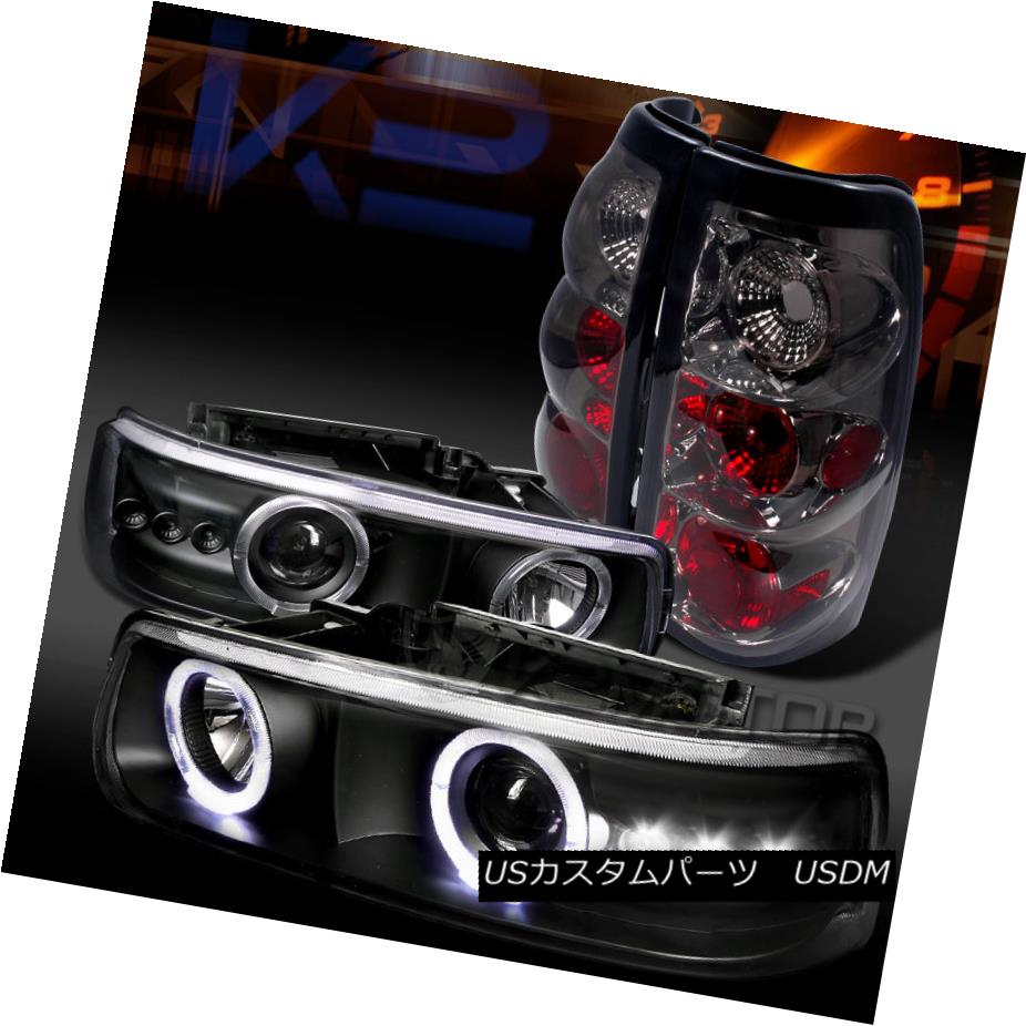 テールライト 99-02 Silverado Black Halo SMD LED Projector Headlights+Smoke Tail Lamps 99-02 Silverado Black Halo SMD LEDプロジェクターヘッドライト+スモーキー keテールランプ 【並行輸入品】