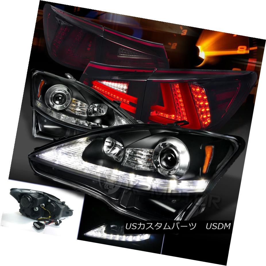 テールライト 06-08 IS250 Black LED DRL Signal Projector Headlights+Red Smoke LED Tail Lamps 06-08 IS250黒色LED DRL信号プロジェクターヘッドライト+赤色スモークLEDテールランプ 【並行輸入品】 104,500円