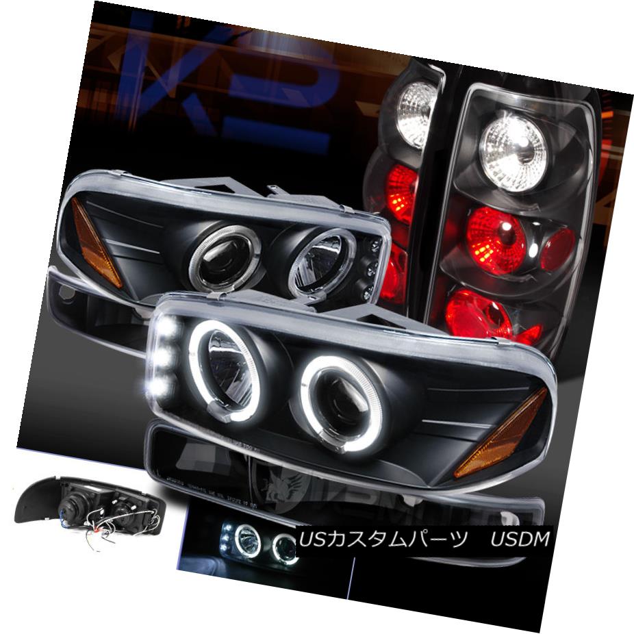 テールライト 99-03 GMC Sierra Black LED Halo Projector Headlights+Bumper+Tail Lights 99-03 GMC Sierra Black LEDハロープロジェクターヘッドライト+ブール +テールライト 【並行輸入品】