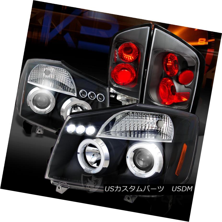 テールライト For 05-07 Armada Black Halo LED Projector Headlights+Rear Tail Lamps 05-07 Armada Black Halo LEDプロジェクターヘッドライト+ Rea rテールランプ 【並行輸入品】