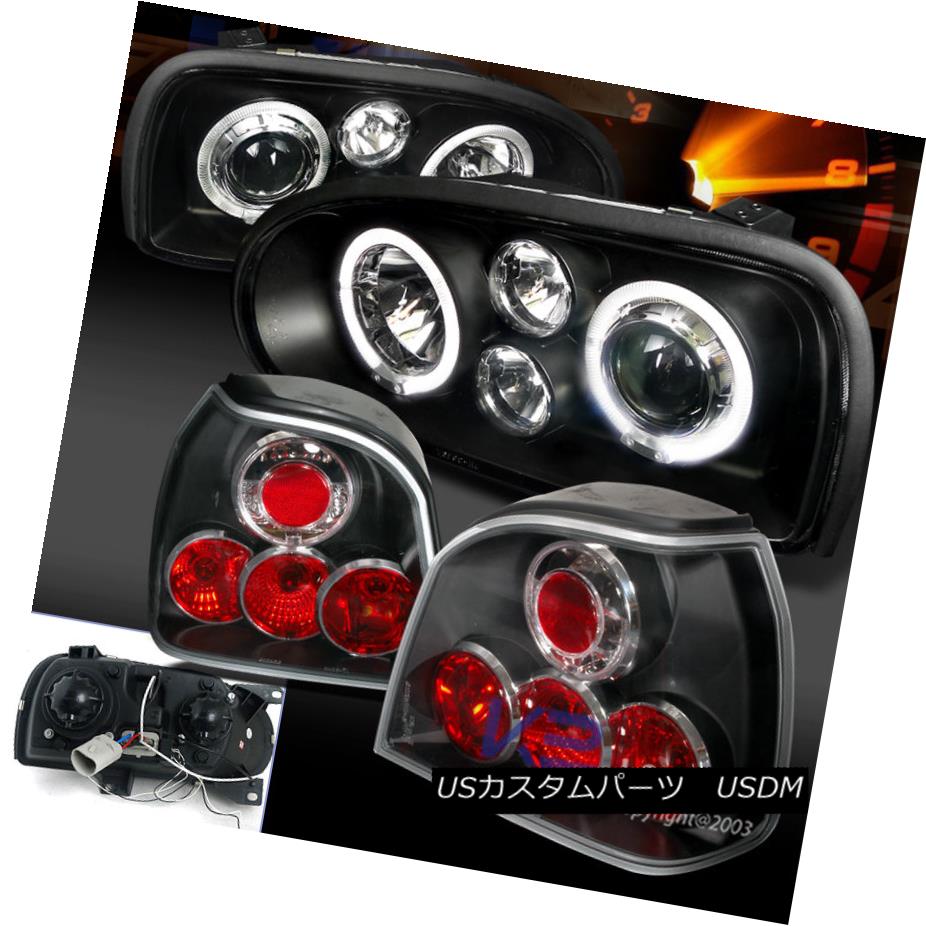 テールライト For 93-98 Golf GTI/Gl/Cl MK3 Halo Projector Headlight Black+Tail Lights 93-98ゴルフGTI / G1 / C1 MK3ハロープロジェクターヘッドライトブラック+テールライト用 【並行輸入品】