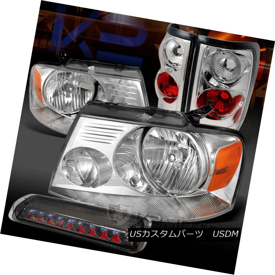 テールライト 04-08 Ford F150 Chrome Headlights+Tail Lamps+Smoke LED 3rd Brake 04-08 Ford F150クロームヘッドライト+タイ lランプ+スモークLED第3ブレーキ 【並行輸入品】