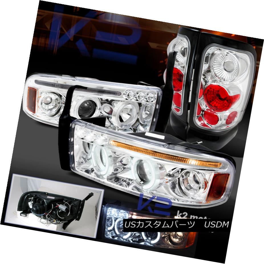 テールライト 94-01 Ram 1500 2500 3500 Dual Halo Projector LED Headlights+Clear Tail Lamps 94-01 Ram 1500 2500 3500デュアル・ハロー・プロジェクターLEDヘッドライト+ Cle arテールランプ 【並行輸入品】