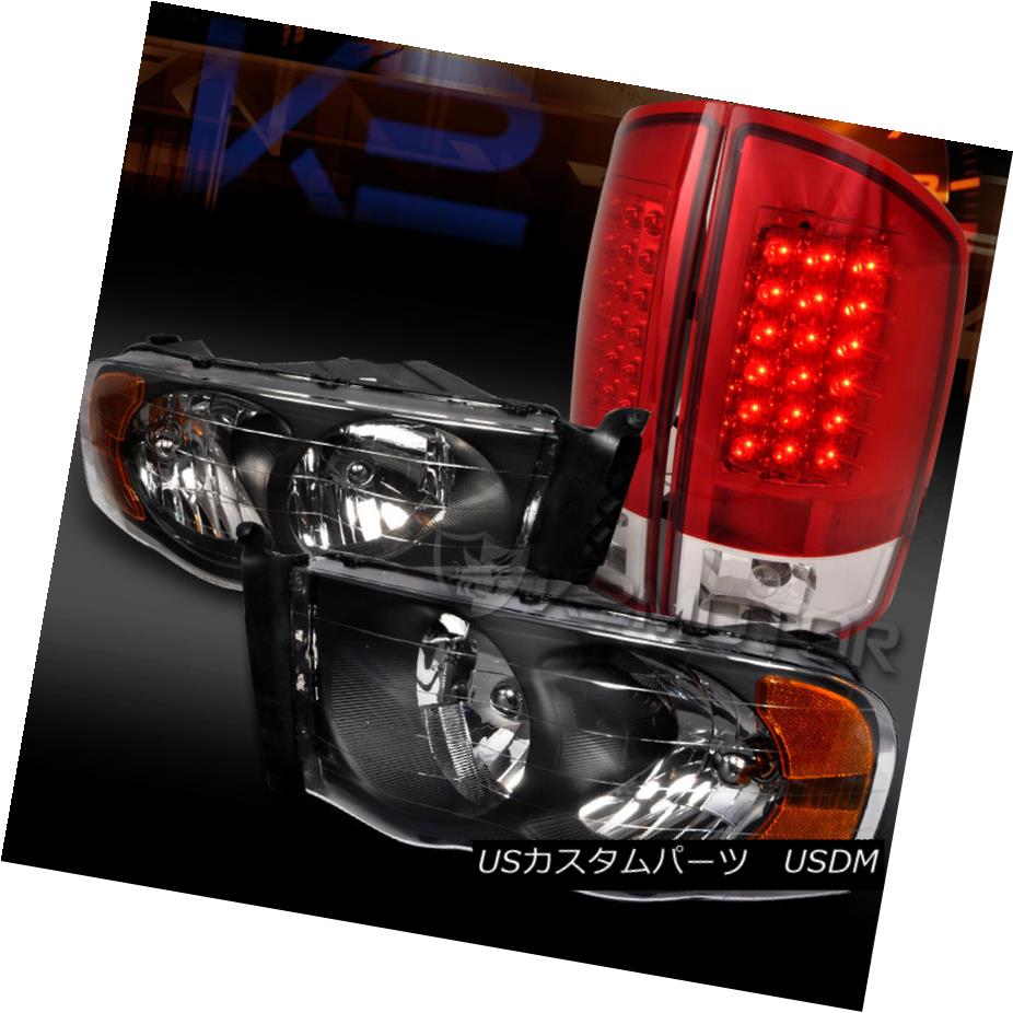 テールライト 02-05 Dodge Ram 1500/2500/3500 Black Diamond Headlights+Red LED Tail Lights Head 02-05 Dodge Ram 1500/2500/3500ブラックダイヤモンドヘッドライト+レッドLEDテールライトヘッド 【並行輸入品】