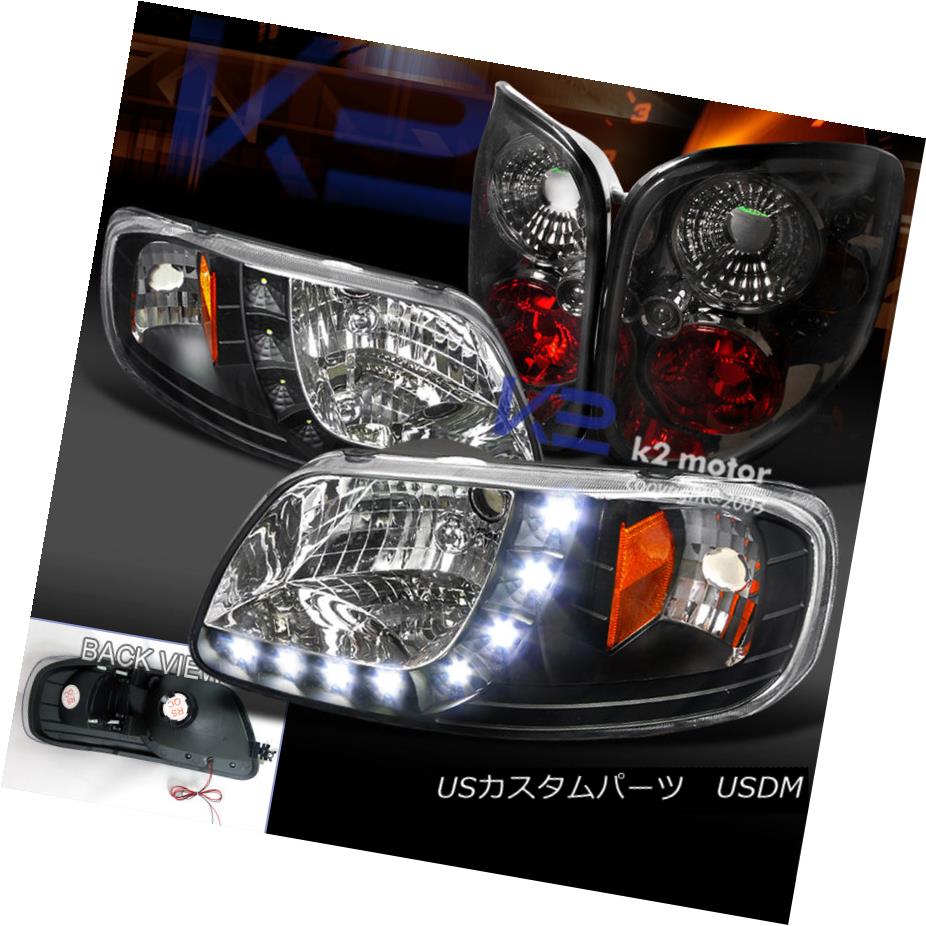 テールライト 97-00 Ford F150 Pick Up Black SMD LED Headlight+Smoke Flareside Tail Lamp 97-00フォードF150ピックアップブラックSMD LEDヘッドライト+スモーク eフラレイドテールランプ 【並行輸入品】