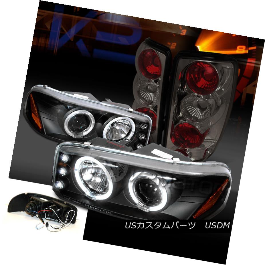 テールライト 00-06 GMC Yukon Denali Black Halo LED Projector Headlights+Smoke Tail Lamps 00-06 GMC Yukon Denali Black Halo LEDプロジェクターヘッドライト+スモーキー keテールランプ 【並行輸入品】