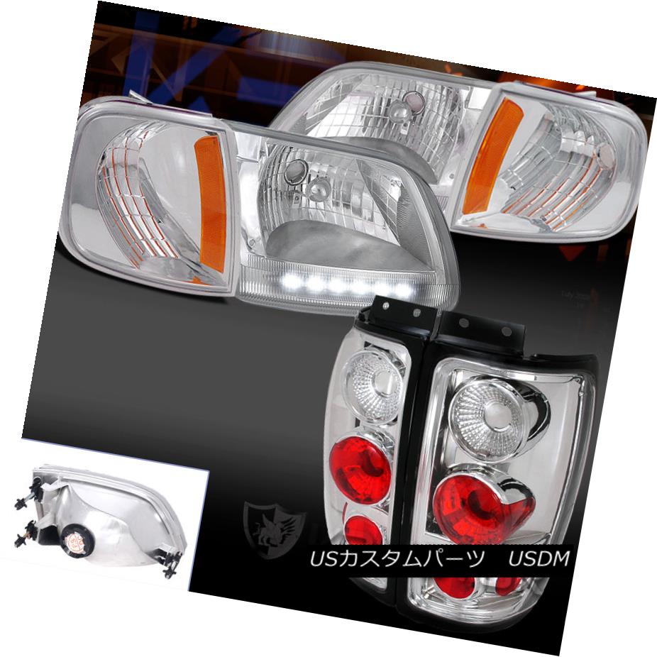 テールライト 97-02 Ford Expedition Chrome LED Headlights+Corner Lamp+Clear Tail Lights 97-02 Ford ExpeditionクロームLEDヘッドライト+ Cor nerランプ+クリアテールライト 【並行輸入品】